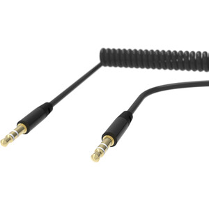 Аудио кабель Ritmix RCC-248 Black Spring 3,5 мм - 3,5 мм с пружинным проводом. Длина 1 метр.