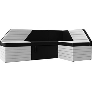 Кухонный угловой диван АртМебель Дуглас эко кожа черный белый правый угол шкаф угловой агидель 100x82 5x58 см лдсп белый