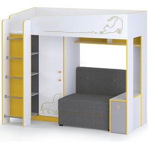 Моби Альфа кровать-чердак с диванным блоком солнечный свет 80x190 универсальная сборка