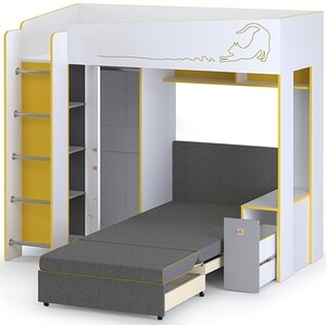 Моби Альфа кровать-чердак с диванным блоком солнечный свет 80x190 универсальная сборка