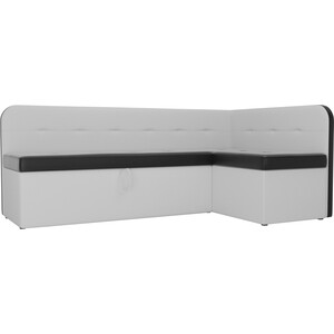 Кухонный угловой диван АртМебель Форест эко кожа черный белый правый угол стол кухонный раскладной 800 1200 × 600 800 × 770 мм белый