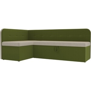 Кухонный угловой диван АртМебель Форест микровельвет бежевый зеленый левый угол кресло мешок dreambag зеленый микровельвет xl 125x85