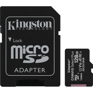 Карта памяти Kingston microSDXC 128Gb Canvas Select Plus (class 10/UHS-I/U1/100MB/s/SD- адаптер) kingston canvas go plus microsdxc 128gb
