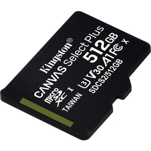 Карта памяти Kingston microSDXC 512Gb Canvas Select Plus (class 10/UHS-I/U3/100Mb/s)
