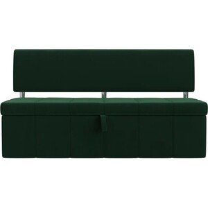 Кухонный прямой диван АртМебель Стоун велюр зеленый