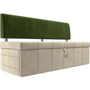 Кухонный прямой диван АртМебель Стоун микровельвет бежевый/зеленый кресло мешок dreambag зеленый микровельвет xl 125x85