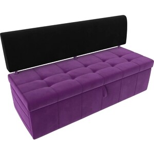 Кухонный прямой диван АртМебель Стоун микровельвет фиолетовый/черный