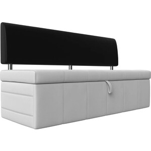 Кухонный прямой диван АртМебель Стоун эко кожа белый/черный стол кухонный раскладной 800 1200 × 600 800 × 770 мм белый