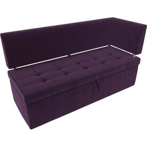 Кухонный угловой диван АртМебель Стоун велюр фиолетовый правый угол