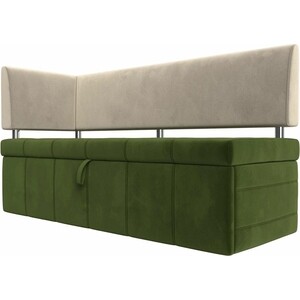 Кухонный угловой диван АртМебель Стоун микровельвет зеленый/бежевый левый угол кресло мешок dreambag зеленый микровельвет xl 125x85