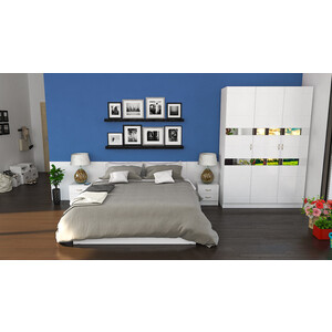 Комплект мебели СВК Елена спальня № 2 кровать 160х200, две тумбы, шкаф 150, белый/белый глянец (1020949)