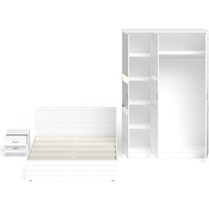 Комплект мебели СВК Елена спальня № 3 кровать 140х200, тумба, шкаф 150, белый/белый глянец (1020950)