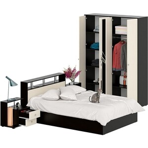 Комплект мебели СВК Камелия спальня № 1 кровать 140х200, две тумбы, шкаф 160, венге/дуб лоредо (1020973)