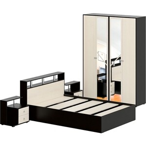 Комплект мебели СВК Камелия спальня № 1 кровать 140х200, две тумбы, шкаф 160, венге/дуб лоредо (1020973)