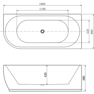 Акриловая ванна Aquanet Elegant B 180х80 белая Gloss Finish (260049)