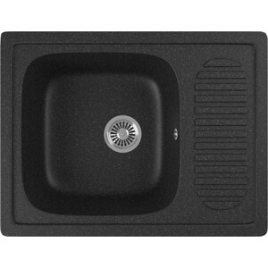 Кухонная мойка GreenStone GRS-13-308 черная, с сифоном раковина ceramicanova element 41х22 левая черная матовая cn6051lmb