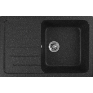 Кухонная мойка GreenStone GRS-76-308 черная, с сифоном кнопка смыва belbagno prospero черная матовая tocco morbido bb007 pr nero m