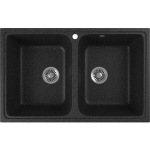 Кухонная мойка GreenStone GRS-15-308 черная, с сифоном кухонная мойка и смеситель greenstone grs 18s 308 haiba hb70088 с сифоном черная