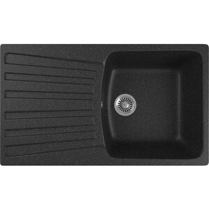 Кухонная мойка GreenStone GRS-12-308 черная, с сифоном комплект унитаза point меркурий с инсталляцией клавишей меркурий черная матовая сиденье микролифт белый pn48007bm