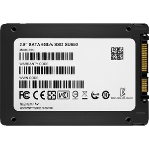 SSD накопитель ADATA 480GB Ultimate SU650, 2.5", SATA III, [R/W - 520/450 MB/s] 3D-NAND TLC
