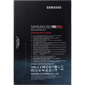 SSD накопитель Samsung 500GB 980 PRO, M.2, PCI-E 4.0 x4, 3D MLC NAND [R/W - 6400/2700 MB/s] 500GB 980 PRO, M.2, PCI-E 4.0 x4, 3D MLC NAND [R/W - 6400/2700 MB/s] - фото 4