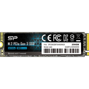 SSD накопитель Silicon Power 256GB P34A60, M.2 2280, PCI-E 3x4 [R/W - 2200/1600 MB/s] ssd kingspec ne 256 2280 256gb