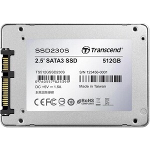 SSD накопитель Transcend 512GB, 230S, 3D NAND, SATA III [R/W - 560/520 MB/s]