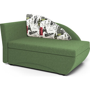 Кушетка Шарм-Дизайн Трио левый Париж и рогожка зеленый кресло шарм дизайн груша рогожка зеленый