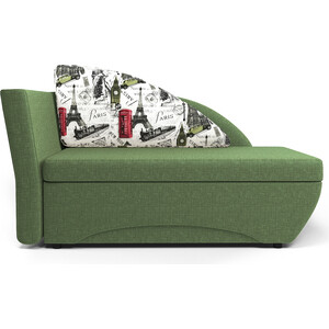 Кушетка Шарм-Дизайн Трио левый Париж и рогожка зеленый
