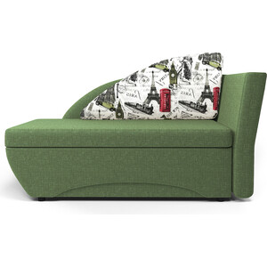 Кушетка Шарм-Дизайн Трио правый Париж и рогожка зеленый