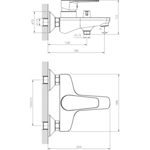 Комплект смесителей Decoroom для раковины и ванны, с душем, хром (DR72011, DR72036)