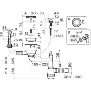 Сифон для кухонной мойки Omoikiri WK-1-R-A IN с клапаном автомат, нержавеющая сталь (4956164) WK-1-R-A IN с клапаном автомат, нержавеющая сталь (4956164) - фото 2
