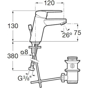Смеситель для раковины Roca Victoria L с донным клапаном (5A3J25C0M)