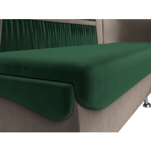 Кухонный угловой диван АртМебель Сидней велюр зеленый/бежевый правый угол