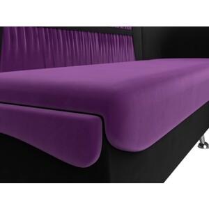 Кухонный угловой диван АртМебель Сидней микровельвет фиолетовый/черный правый угол