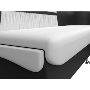 Кухонный угловой диван АртМебель Сидней экокожа белый/черный правый угол