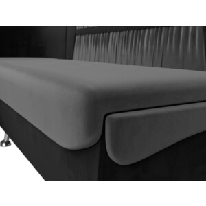 Кухонный угловой диван АртМебель Сидней велюр серый/черный левый угол