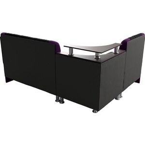 Кухонный угловой диван АртМебель Сидней микровельвет черный/фиолетовый левый угол