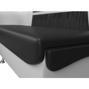 Кухонный угловой диван АртМебель Сидней экокожа черный/белый левый угол