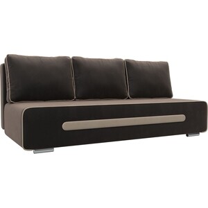 Прямой диван АртМебель Приам велюр коричневый олмеко кровать одинарная раскладная смарт 42 19 металл