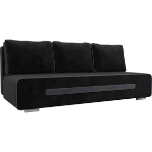 Прямой диван АртМебель Приам велюр черный олмеко кровать одинарная раскладная смарт 42 19 металл