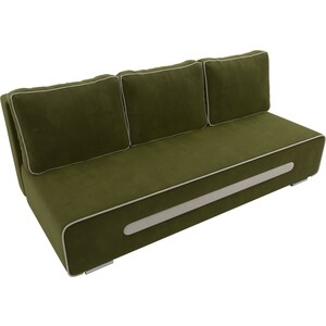 Прямой диван АртМебель Приам микровельвет зеленый