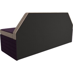 АртМебель Кухонный прямой диван Дуглас велюр бежевый фиолетовый