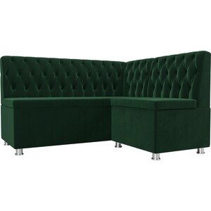 Кухонный угловой диван АртМебель Мирта велюр зеленый правый угол диван угловой мебелико венеция микровельвет зеленый левый