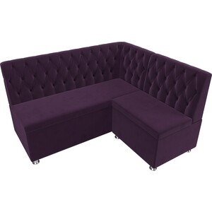 Кухонный угловой диван АртМебель Мирта велюр фиолетовый правый угол