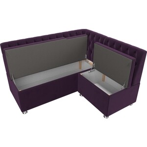 Кухонный угловой диван АртМебель Мирта велюр фиолетовый правый угол