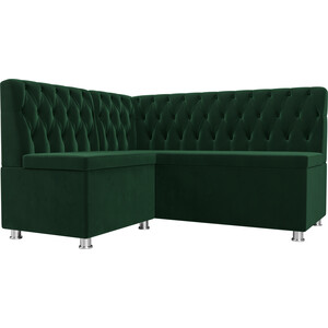 Кухонный угловой диван АртМебель Мирта велюр зеленый левый угол диван угловой мебелико венеция микровельвет зеленый левый