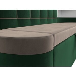 Кухонный угловой диван АртМебель Тефида велюр коричневый зеленый правый угол