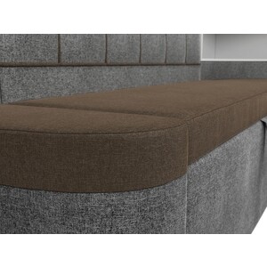 Кухонный угловой диван АртМебель Тефида рогожка коричневый серый правый угол