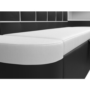 Кухонный угловой диван АртМебель Тефида экокожа белый черный правый угол